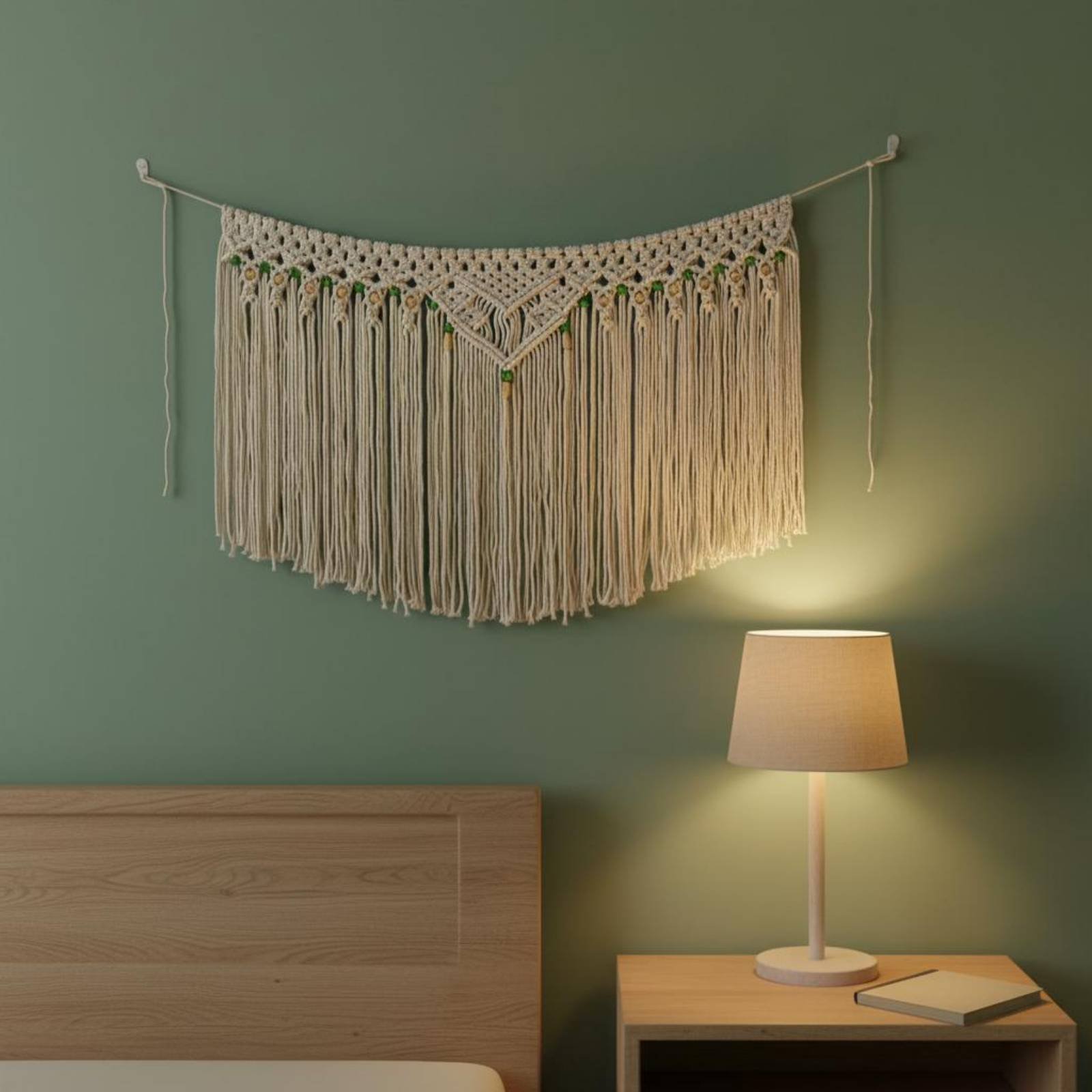 Macrame Wall Hanging - معلقة جدارية مزينة بشراشيب، نسيج بوهيمي
