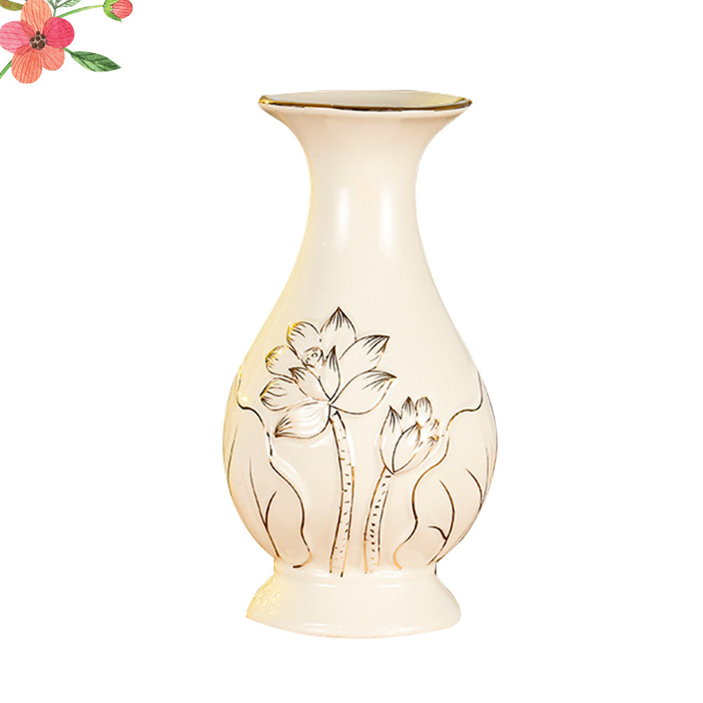 Home Decor White - مزهرية سيراميك فاخرة للزهور الطبيعية والاصطناعية،