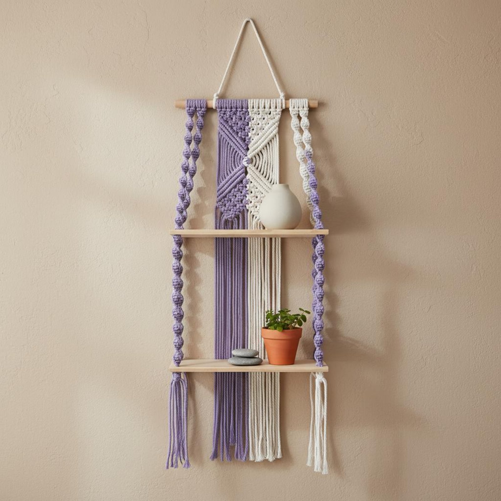 رف جداري بوهيمي سهل التعليق، ر - مراجعة Macrame Wall Hanging وسعره