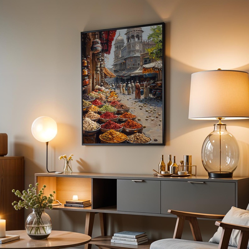 لوحة فنية مائية لسوق الشارع في - مراجعة Home Decor Karachi وسعره