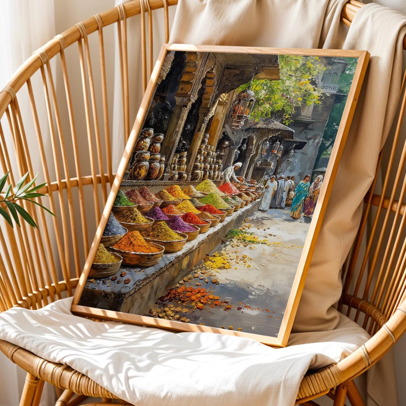 لوحة فنية مائية لسوق الشارع في - مراجعة Home Decor Karachi وسعره