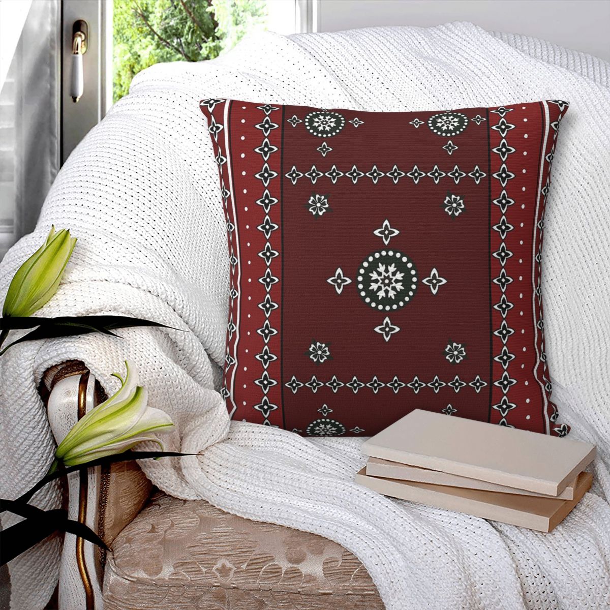 غطاء وسادة مربع بنمط كاراشي ال - مراجعة Home Decor Karachi وسعره