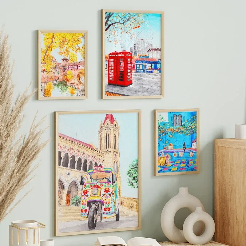 لوحات فنية جدارية ملونة لمشهد  - مراجعة Home Decor Karachi وسعره