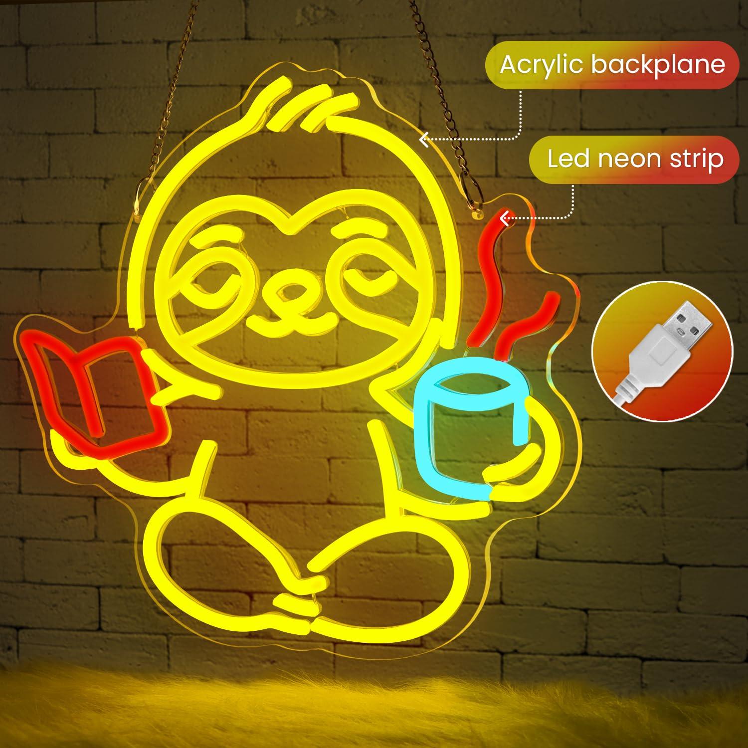 لافتة نيون على شكل كسلان مع إض - مراجعة Home Decor Gift وسعره