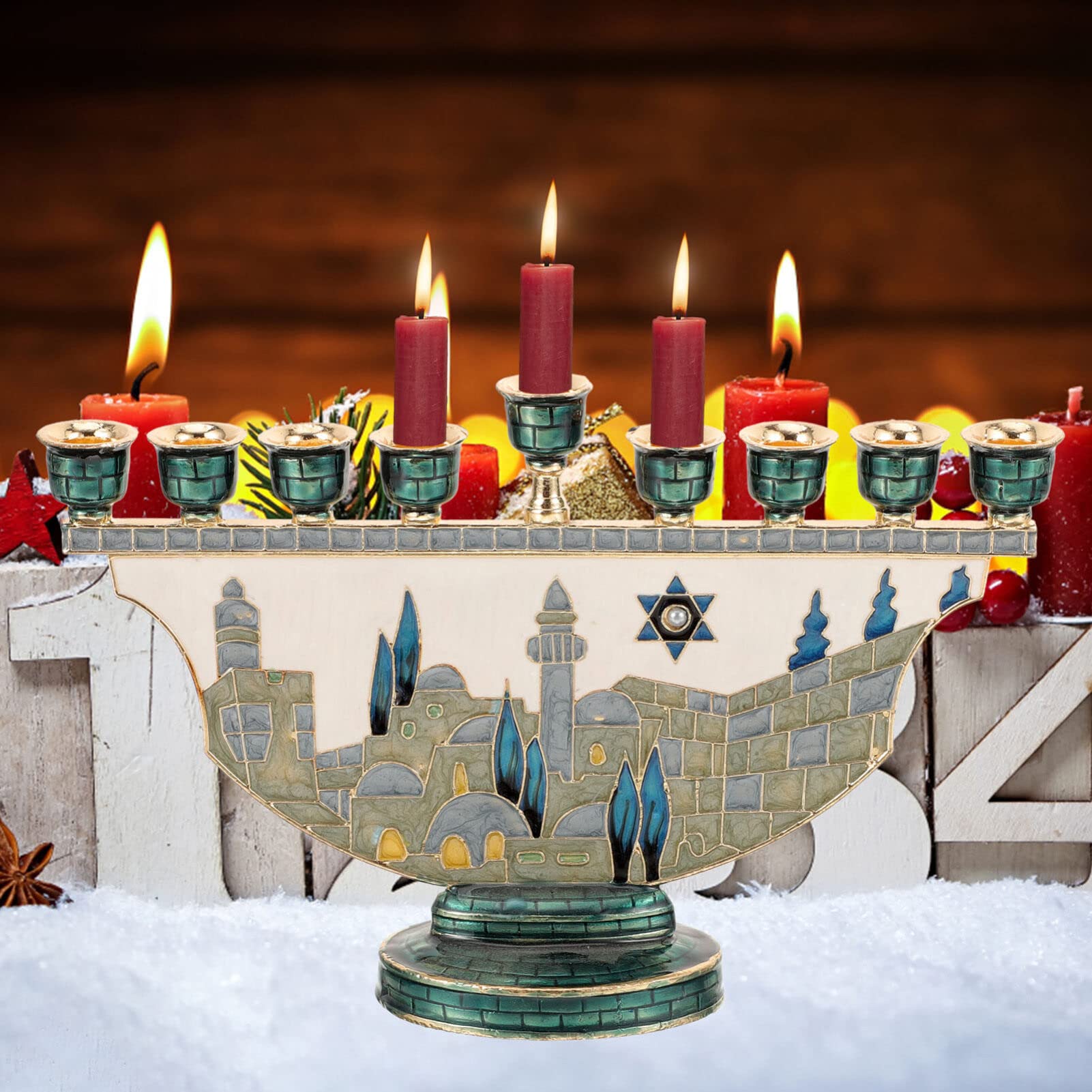 شمعدان القدس للحانوكا بـ 9 فرو - مراجعة Home Decor Gift وسعره