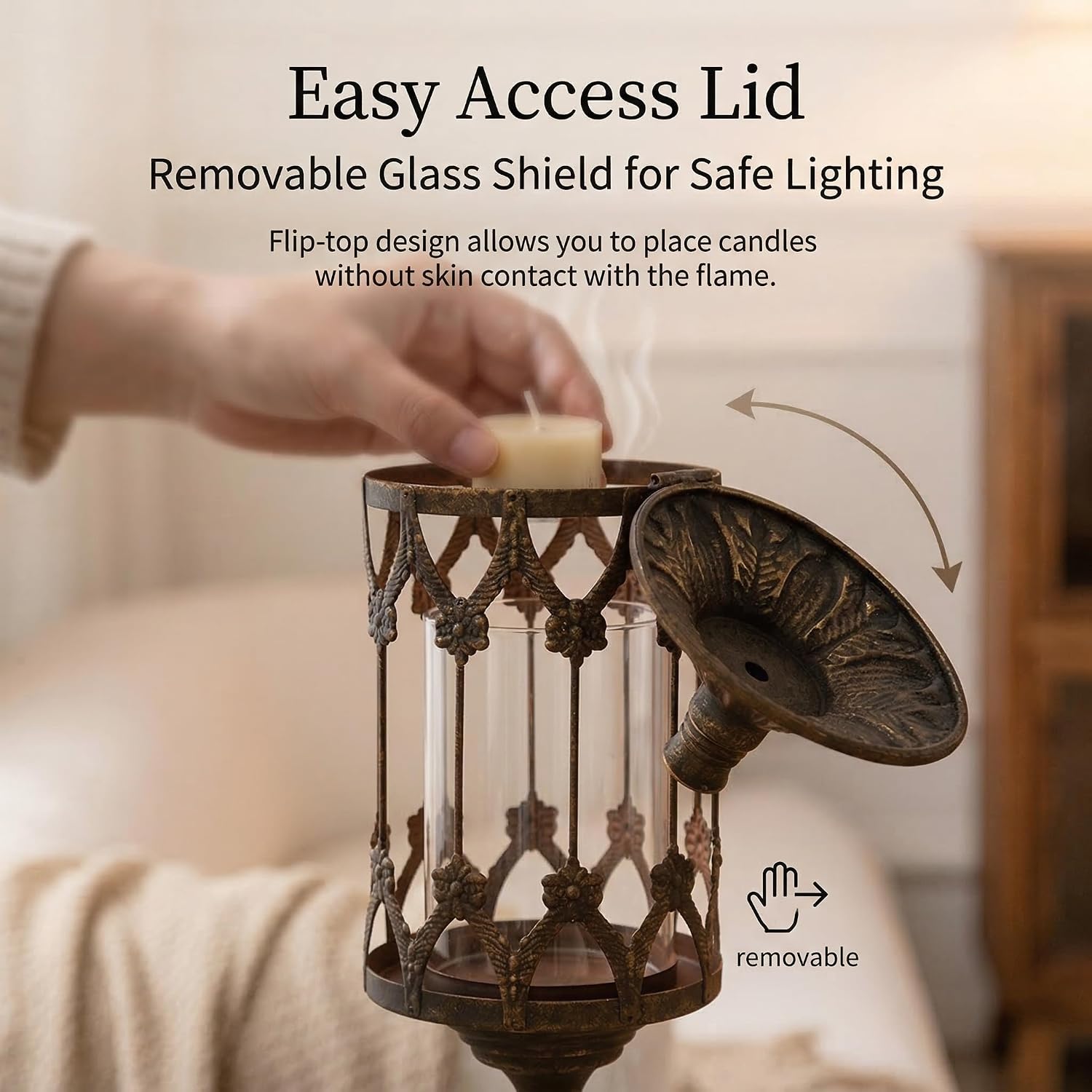 حامل شموع أرضي معدني عتيق ذهبي - مراجعة Home Decor Glass وسعره