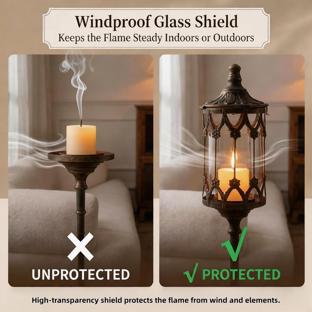 حامل شموع أرضي معدني عتيق ذهبي - مراجعة Home Decor Glass وسعره